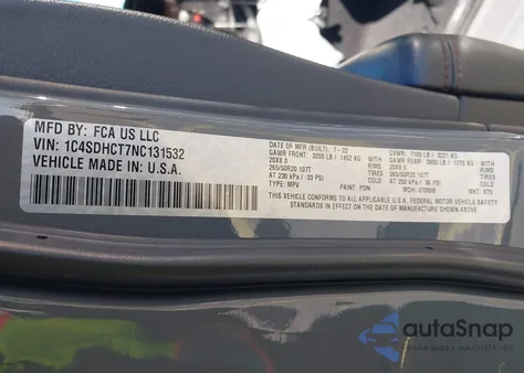 2022 Dodge Durango R/T Rwd from USA, damaged, VIN 1C4SDHCT7NC131532